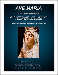 Ave Maria (TB) - Low Key - Piano Accompaniment TB choral sheet music cover Thumbnail